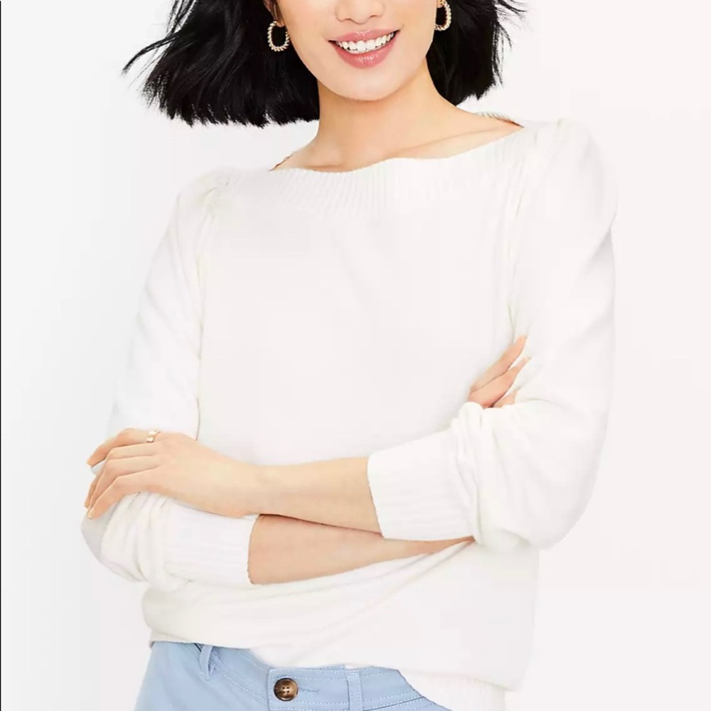 NWT Loft boatneck pullover sweater White M